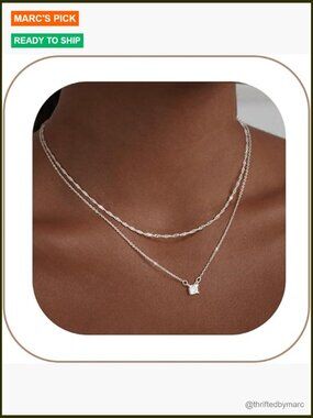 Dainty CZ Gold Choker Necklace Set for Women Layered Chain
